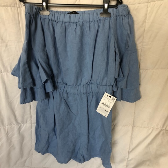 Zara blue off the shoulder romper - Picture 3 of 6